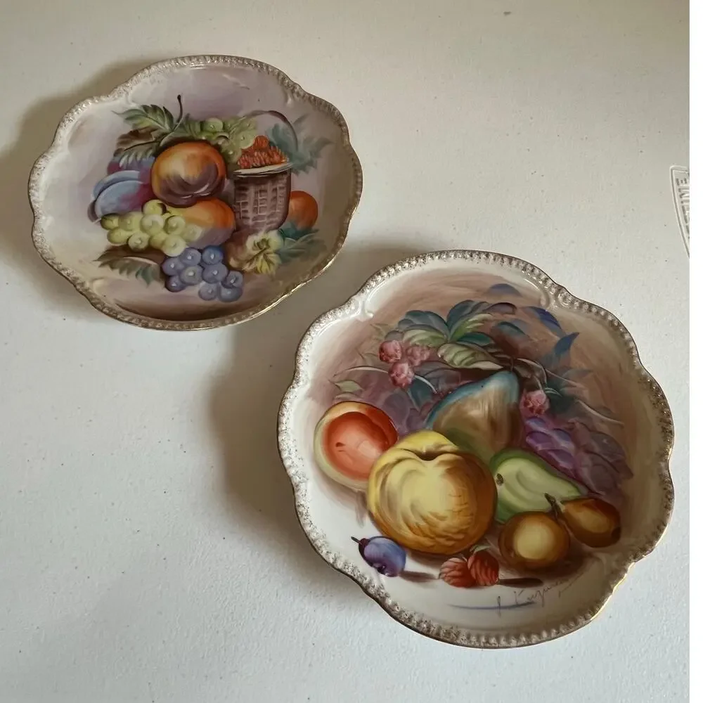Set of 2 Vintage Hand Painted S. Kuzuya Fruit Plate 8